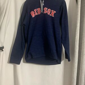 Boston Red Sox Navy Pullover Hoodie — Red Logo Majestic